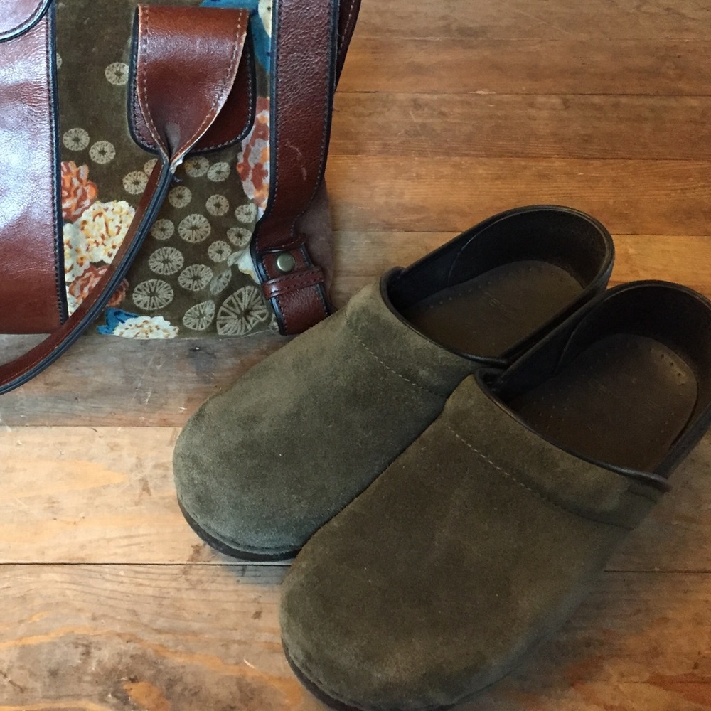 Dansko Olive Green Suede Clogs